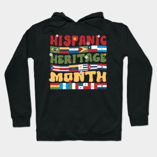 Hispanic Heritage Month Latino Countries Flag Retro Groovy Hoodie